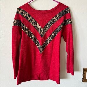 Red & leopard sweater top